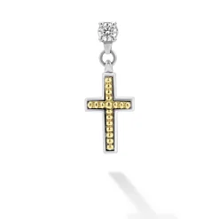 Two-Tone Diamond Cross Earring