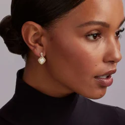 Two-Tone Diamond Drop Earrings