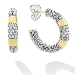 Two-Tone Diamond Hoop Earrings