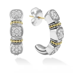 Two-Tone Diamond Hoop Earrings