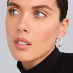 Two-Tone Diamond Hoop Earrings