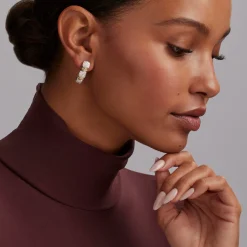 Two-Tone Diamond Hoop Earrings