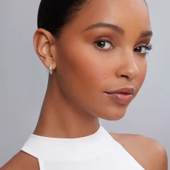 Two-Tone Diamond Huggie Earrings