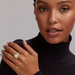 Two-Tone Diamond Square Ring