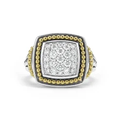 Two-Tone Diamond Square Ring