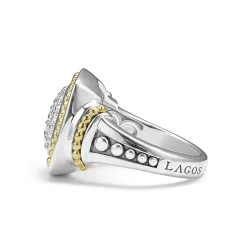 Two-Tone Diamond Square Ring