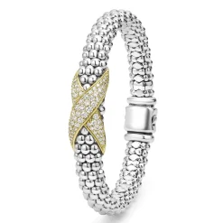 Two-Tone Diamond X Caviar Bracelet | 9mm