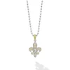 Two-Tone Fleur De Lis Diamond Pendant Necklace