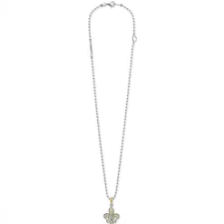Two-Tone Fleur De Lis Diamond Pendant Necklace
