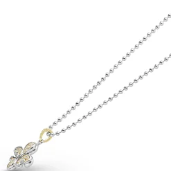 Two-Tone Fleur De Lis Diamond Pendant Necklace