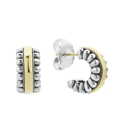 Two-Tone Flute Huggie Earrings