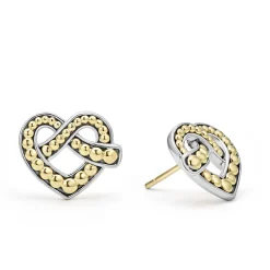 Two-Tone Heart Stud Earrings
