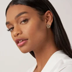 Two-Tone Heart Stud Earrings