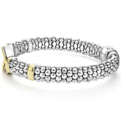 Two-Tone Interlocking Caviar Bracelet | 9mm