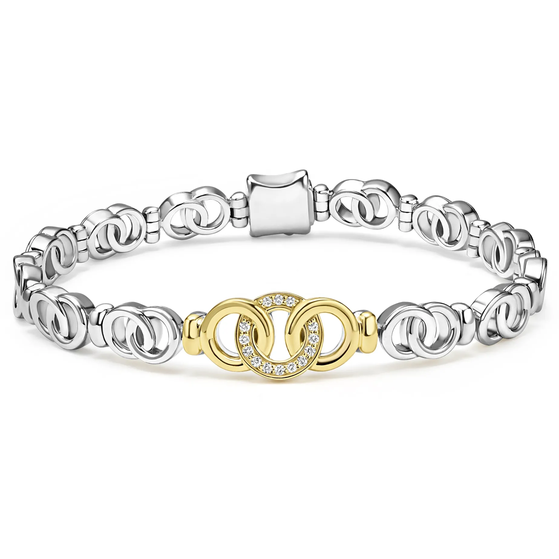Two-Tone Interlocking Diamond Link Bracelet