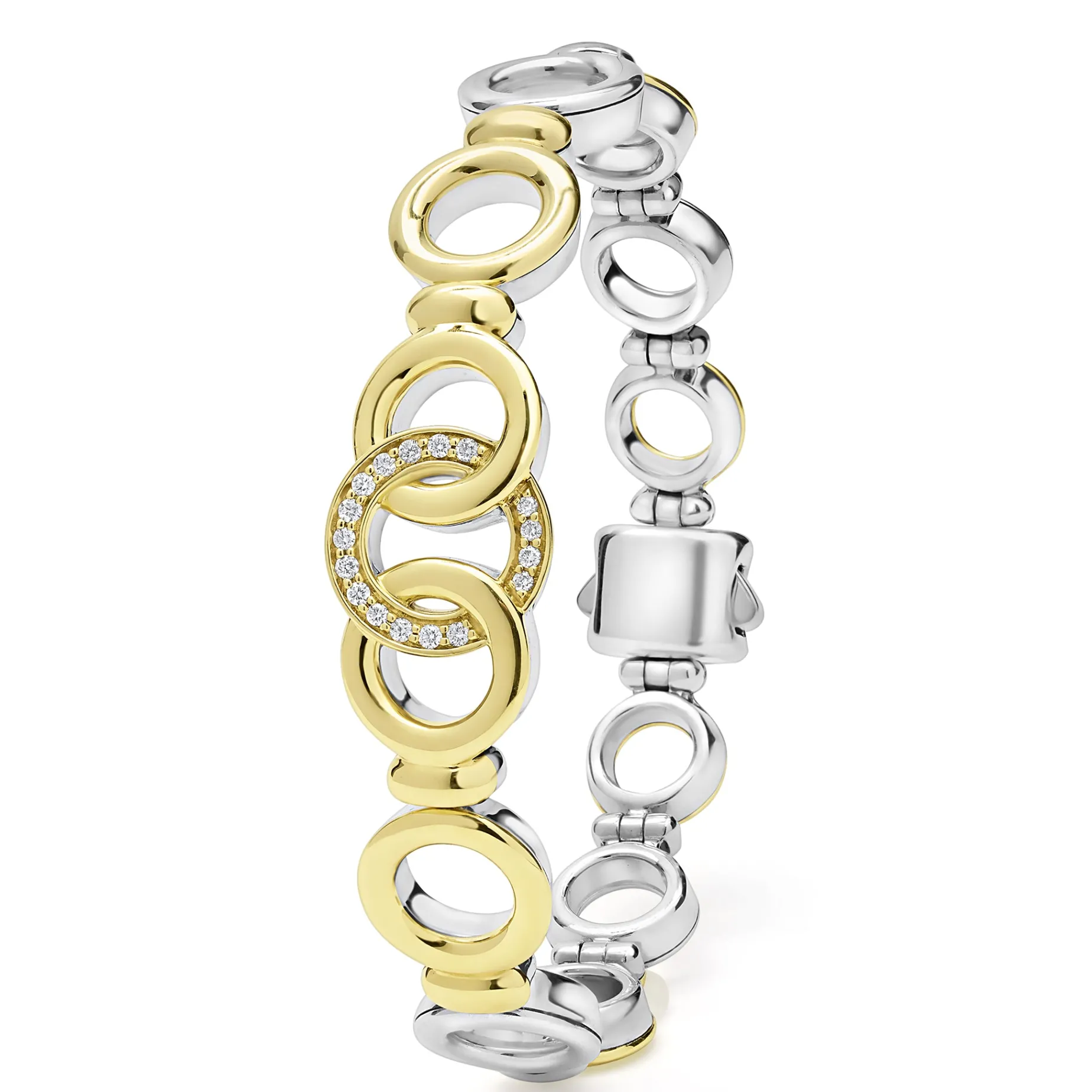 Two-Tone Interlocking Diamond Link Bracelet