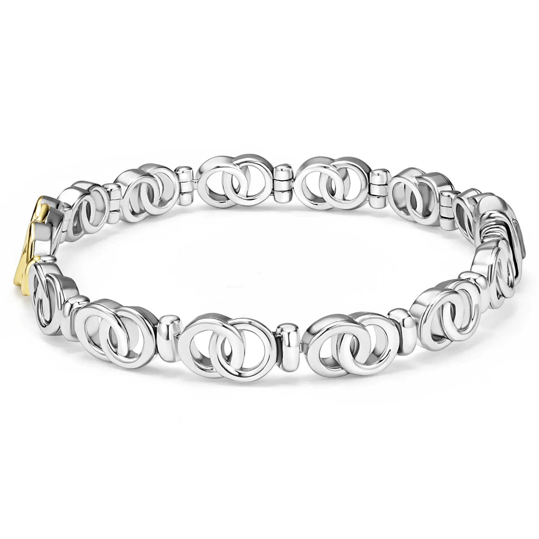 Two-Tone Interlocking Diamond Link Bracelet