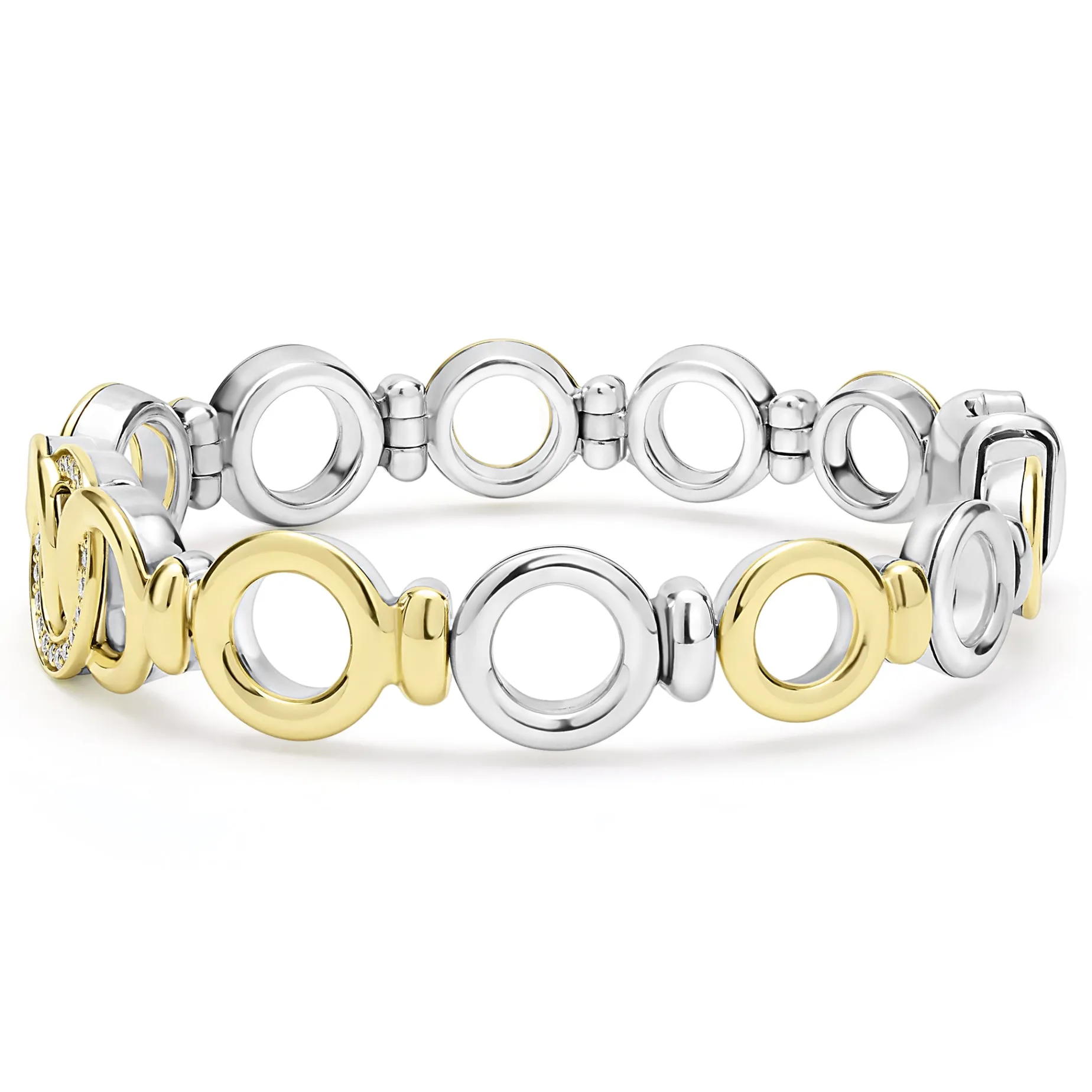 Two-Tone Interlocking Diamond Link Bracelet