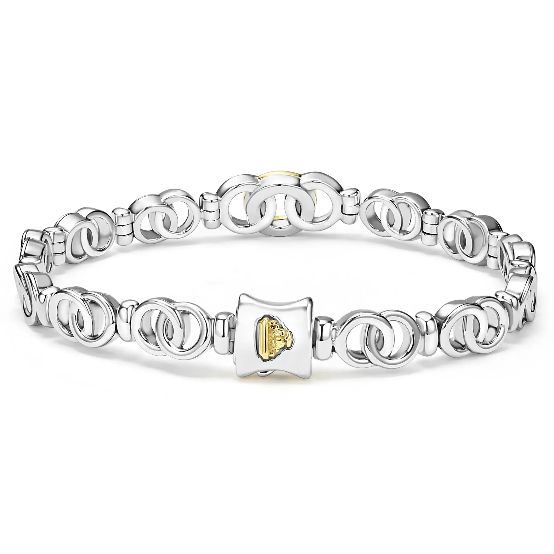 Two-Tone Interlocking Diamond Link Bracelet