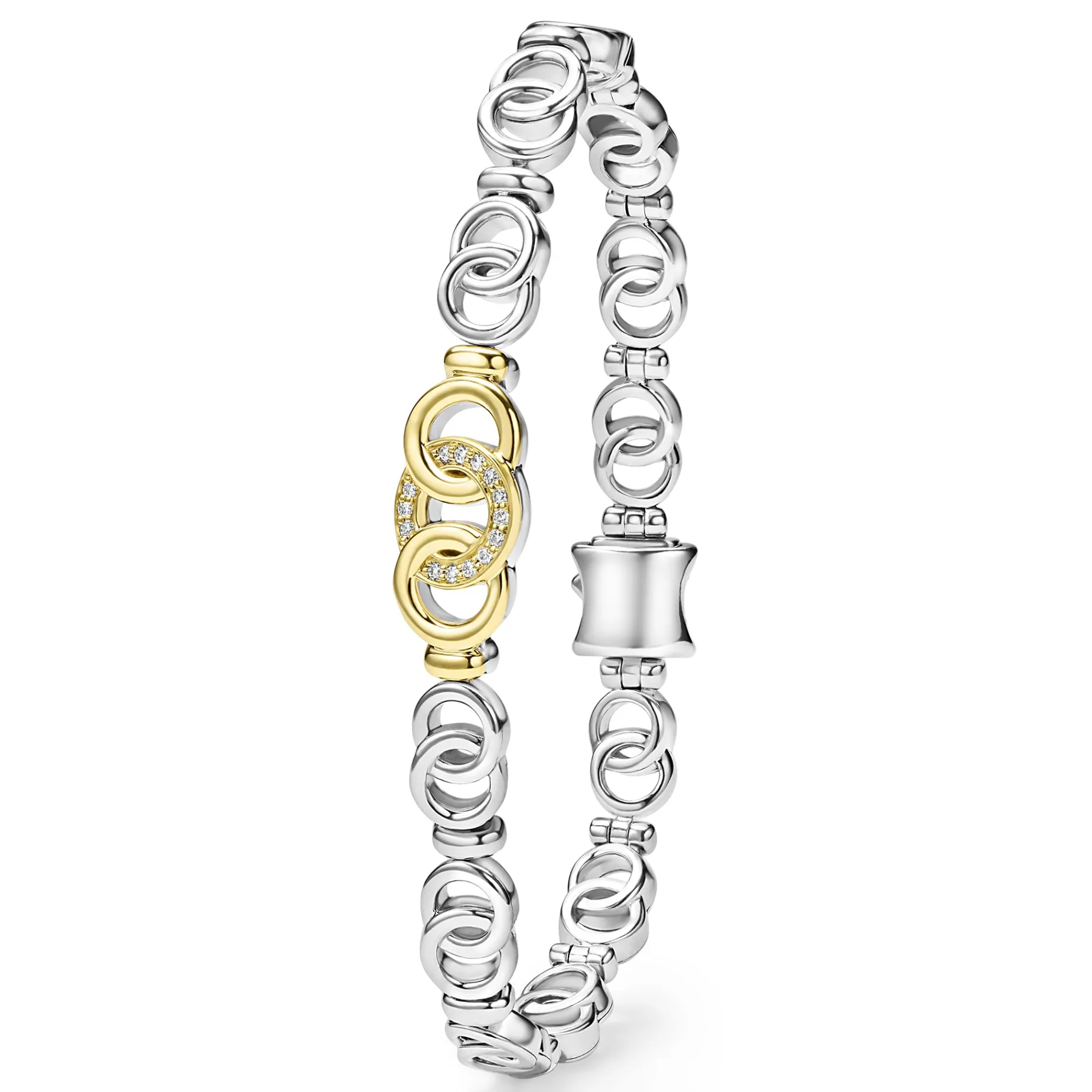 Two-Tone Interlocking Diamond Link Bracelet