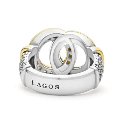Two-Tone Interlocking Diamond Statement Ring