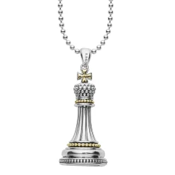 Two-Tone King Pendant Necklace