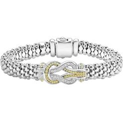 Two-Tone Knot Caviar Diamond Bracelet | 9mm