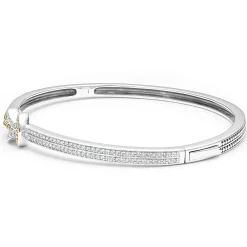 Two-Tone Knot Diamond Cuff Bracelet