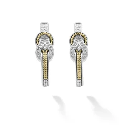 Two-Tone Knot Diamond Half Hoop Earring
