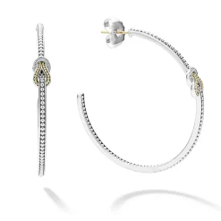 Two-Tone Knot Diamond Hoop Earring