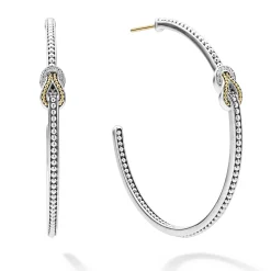 Two-Tone Knot Diamond Hoop Earring