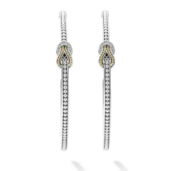 Two-Tone Knot Diamond Hoop Earring