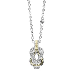 Two-Tone Knot Diamond Pendant Necklace