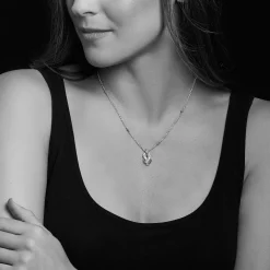 Two-Tone Knot Diamond Pendant Necklace