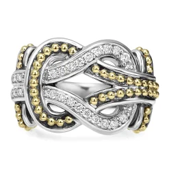 Two-Tone Knot Diamond Statement Ring