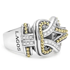Two-Tone Knot Diamond Statement Ring