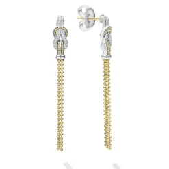 Two-Tone Knot Diamond Tassel Earring