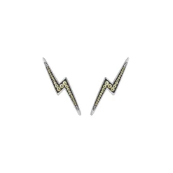 Two-Tone Lightning Bolt Stud Earrings