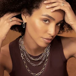 Two-Tone Link Drop Earrings