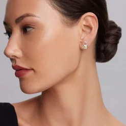 Two-Tone Lock Crest Stud Earrings