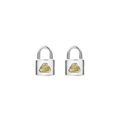 Two-Tone Lock Crest Stud Earrings