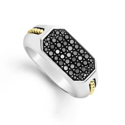 Two-Tone Octagon Black Diamond Ring