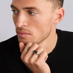 Two-Tone Octagon Black Diamond Ring