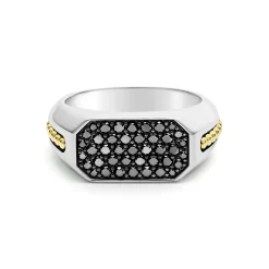 Two-Tone Octagon Black Diamond Ring