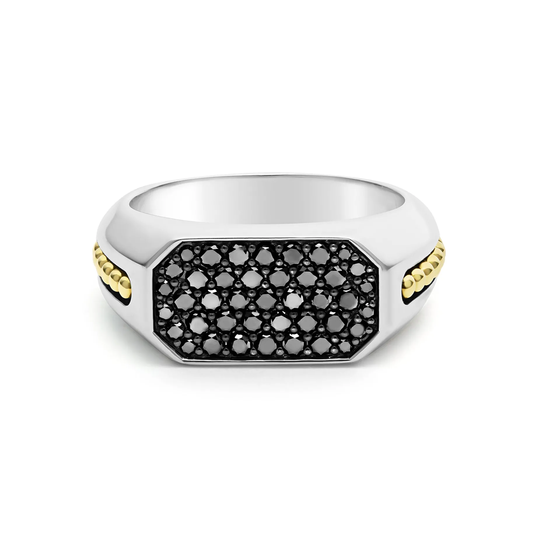 Two-Tone Octagon Black Diamond Ring