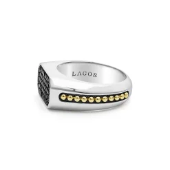 Two-Tone Octagon Black Diamond Ring