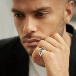 Two-Tone Octagon Black Diamond Ring