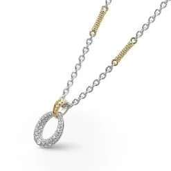 Two-Tone Oval Diamond Pendant Necklace