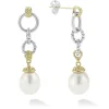 Two-Tone Pearl Circle Drop Earrings