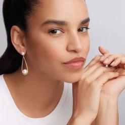 Two-Tone Pearl Tear Drop Earrings